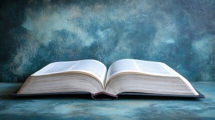 Open Book on Teal Background: Knowledge, Wisdom, and Learning