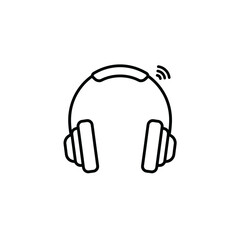 Obraz premium Sleek Wireless Headphones Outline Vector - White Background, Audio Accessory for Music, Podcasts, and Calls