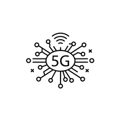 Fototapeta premium Cutting-Edge 5G Network Technology Vector Icon - Connectivity Symbols for High-Speed Wireless Communication and Innovation