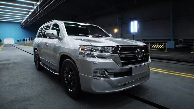 Generic 3d car crash test. Car destruction. Realistic 4k animation.