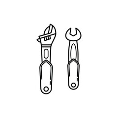 Wrench tool simple outline illustration