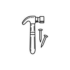 Hammer tool equipment simple outline illustration