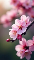 Obraz premium Delicate pink sakura blossoms on tree branches, botany, Japan, romantic