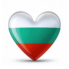 Heart-shaped bulgarian flag emblem on white background