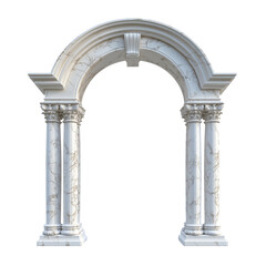 Marble classical arch with columns isolated on white background