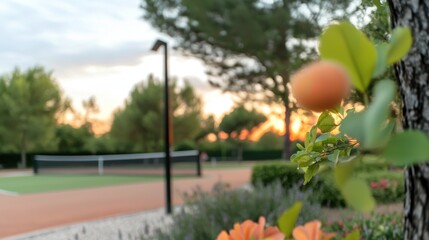 Sunset Tennis Court View