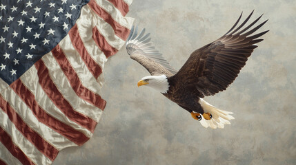 Naklejka premium A July 4th eagle soaring above a veteran's salute