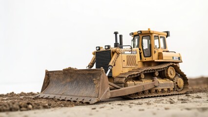 Yellow Bulldozer on White Background