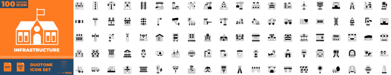 Infrastructure Duotone Editable Icons set