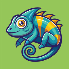 Fototapeta premium Vector Illustration of a Vibrant and Colorful Chameleon Logo