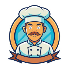 Vector Illustration of Logo with Chef Hat and Fork
