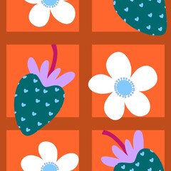 Summer fruits seamless strawberries pattern for wrapping paper and fabrics and kids clothes print and fashion textiles