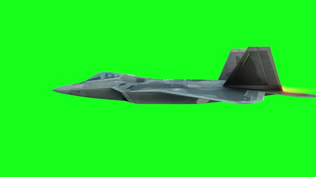 Military fighter jet F-22. green screen isolate.