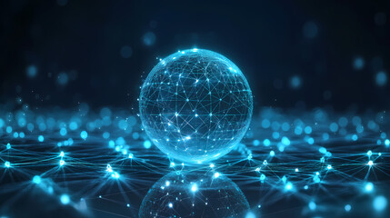 Obraz premium Sci-Fi Glowing Blue Sphere in Network