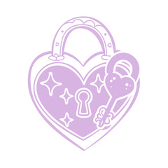 Obraz premium Heart lock icon with key, romantic symbolism concept -