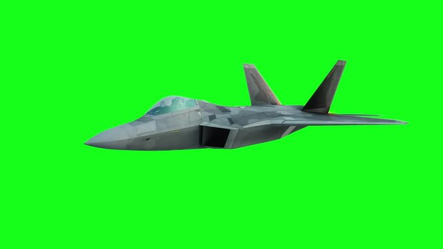 Military fighter jet F-22. green screen isolate.