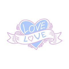 Fototapeta premium Love banner icon with heart, romantic decoration concept