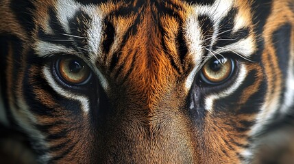   Tiger Close Up - Orange and Black Stripes on Face and Eyes