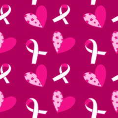 Breast cancer month seamless pink ribbon day mammogram pattern for medical accessories and medicine textiles