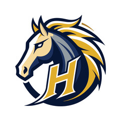 Equestrian Logo Design Featuring a Majestic Horse and Letter H