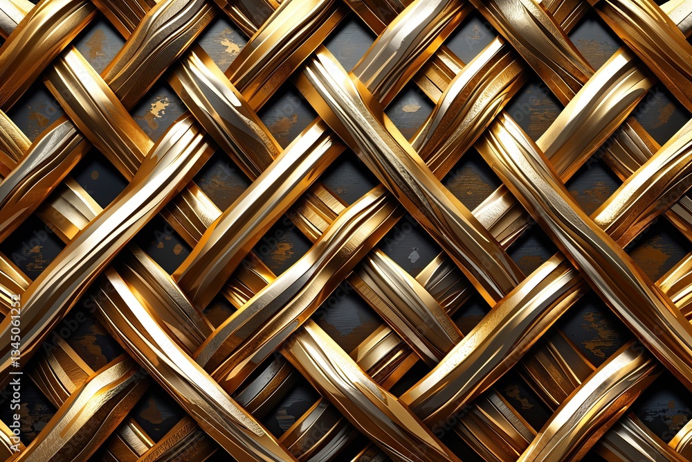 Poster complex brass weave vector background with textured alloy design