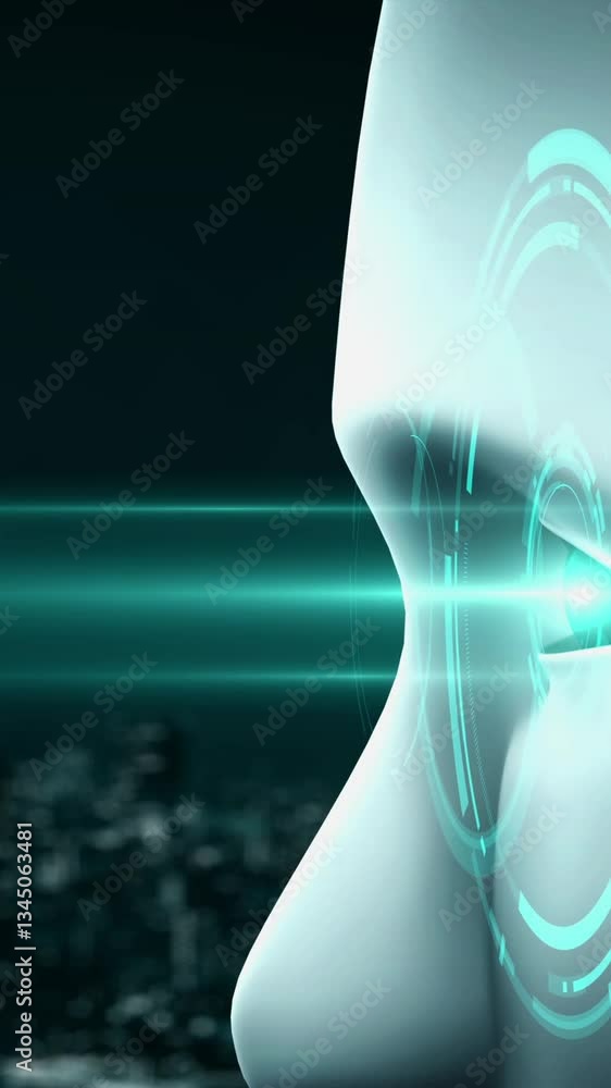 Poster futuristic robot artificial intelligence huminoid ai for industrial factory technology development a