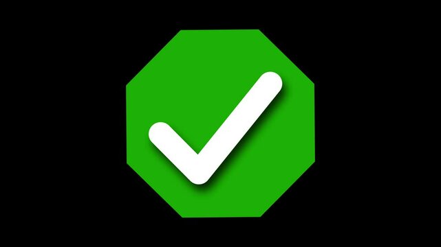 Stylized Octagonal Check Mark Icon Animation, A stylized octagonal icon featuring a check mark