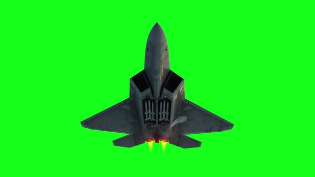 Military fighter jet F-22. green screen isolate.