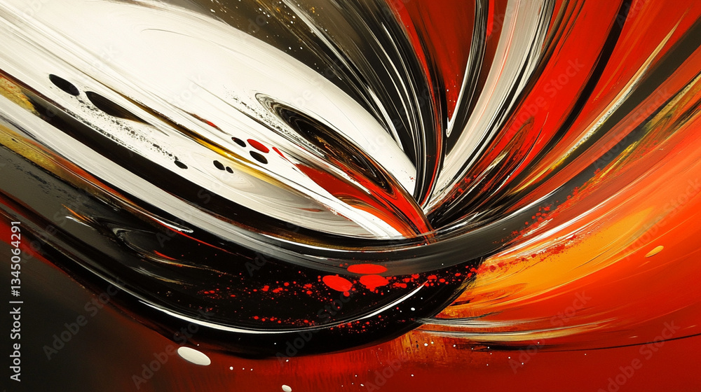 Aufkleber abstract swirling patterns in vibrant red, black, and white colors creating a dynamic visual effect