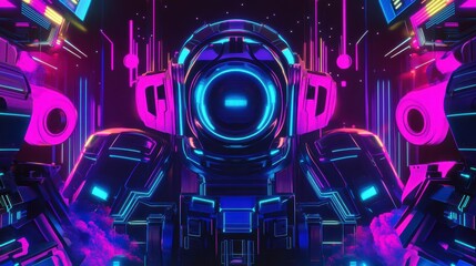 Futuristic astronaut in vibrant neon