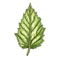 A Hand-drawn painting of a colorful Epazote leaf branch flower. Trendy abstract minimal style. Natural fresh. Vector illustration isolated on white background, vector illustration, Eps