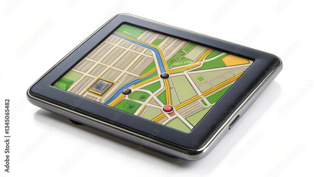 Poster gps navigation device on white background
