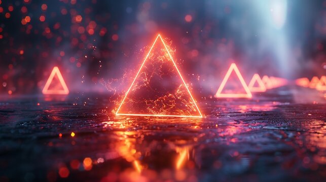 Neon triangles interconnected a futuristic composition tech inspired branding with negative space