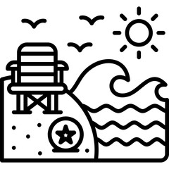 Beach Chair Icon Vector Element