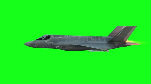 Military fighter jet F-35. green screen isolate.