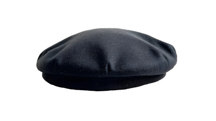 A Black French cap beret isolated on transparent Background
