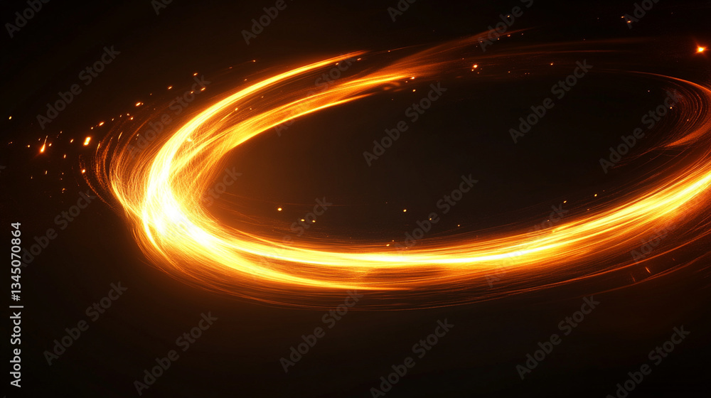 Poster abstract glowing swirl of orange light on a dark background, creating a dynamic visual effect