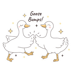 Silly Goose Design with Goose Bumps, Silly Goose University Hand Drawn Design Vector