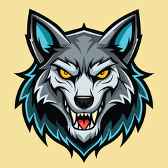 Fototapeta premium Gnarly Vector Illustration of a Wolf Skull Logo with Intricate Details