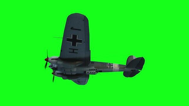 Heinkel He 111. German airliner and medium bomber. World War II. Green screen isolate.