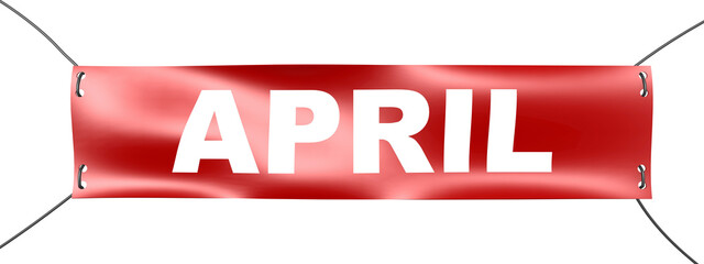April word on red banner