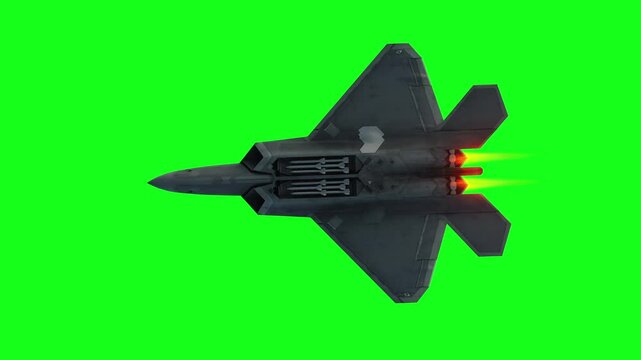 Military fighter jet F-22. green screen isolate.