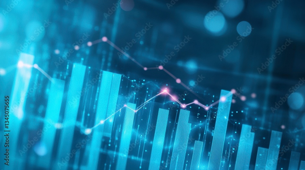 Fototapete Abstract financial data visualization, showing trends and growth. Possible use Stock photo for business or financial reports