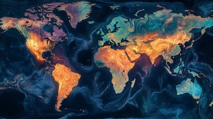 Fototapeta premium World map heat view, climate change concept