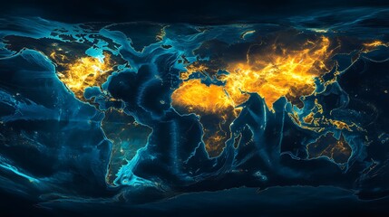 Obraz premium World map showing concentrated activity, global view