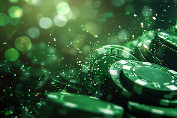 gambling accessories, green casino chips
