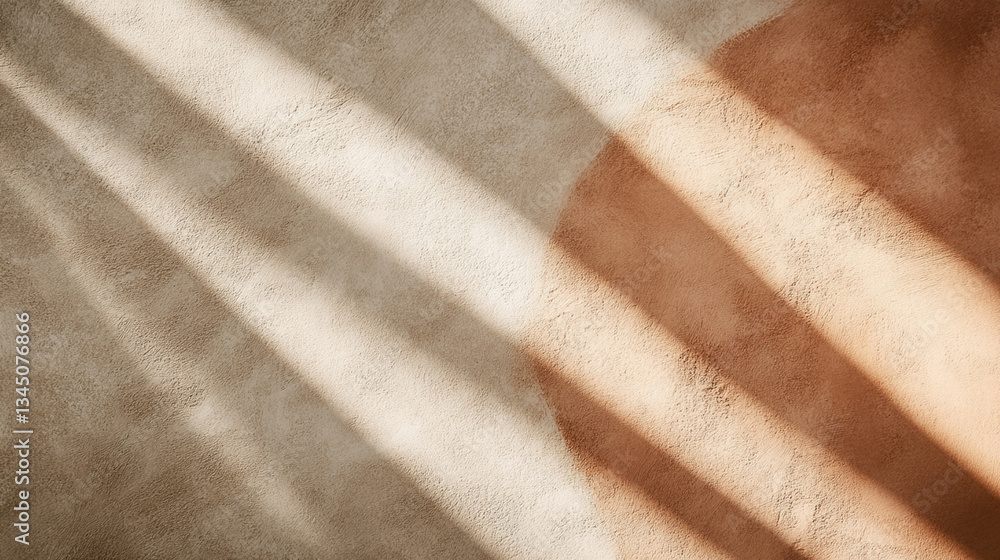 Poster soft shadows cast on textured wall, creating a warm atmosphere with subtle color contrasts