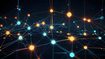 Fototapeta premium Abstract futuristic business network with geometric shapes and glowing lines