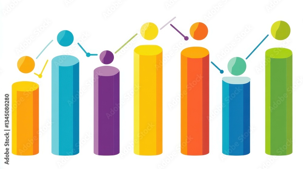 Aufkleber explore a vibrant column chart with distinct colors, perfect for app ui and web banners. a clean, si