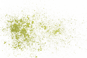 Matcha bright green powder flying, isolated on white background, clipping path 